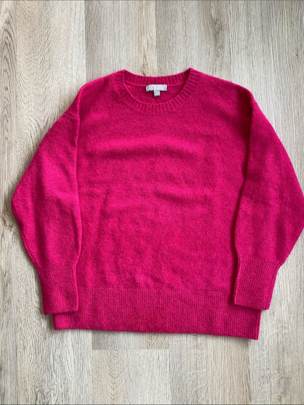 J.Crew Fuchsia Alpaca Merino Wool Blend Crewneck Sweater XS Cozy Soft Knit - Picture 2 of 11